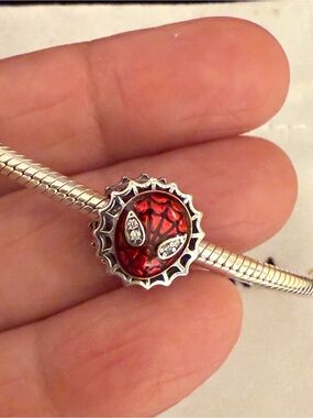 Pandora Red Glass Floral Sparkle Charm